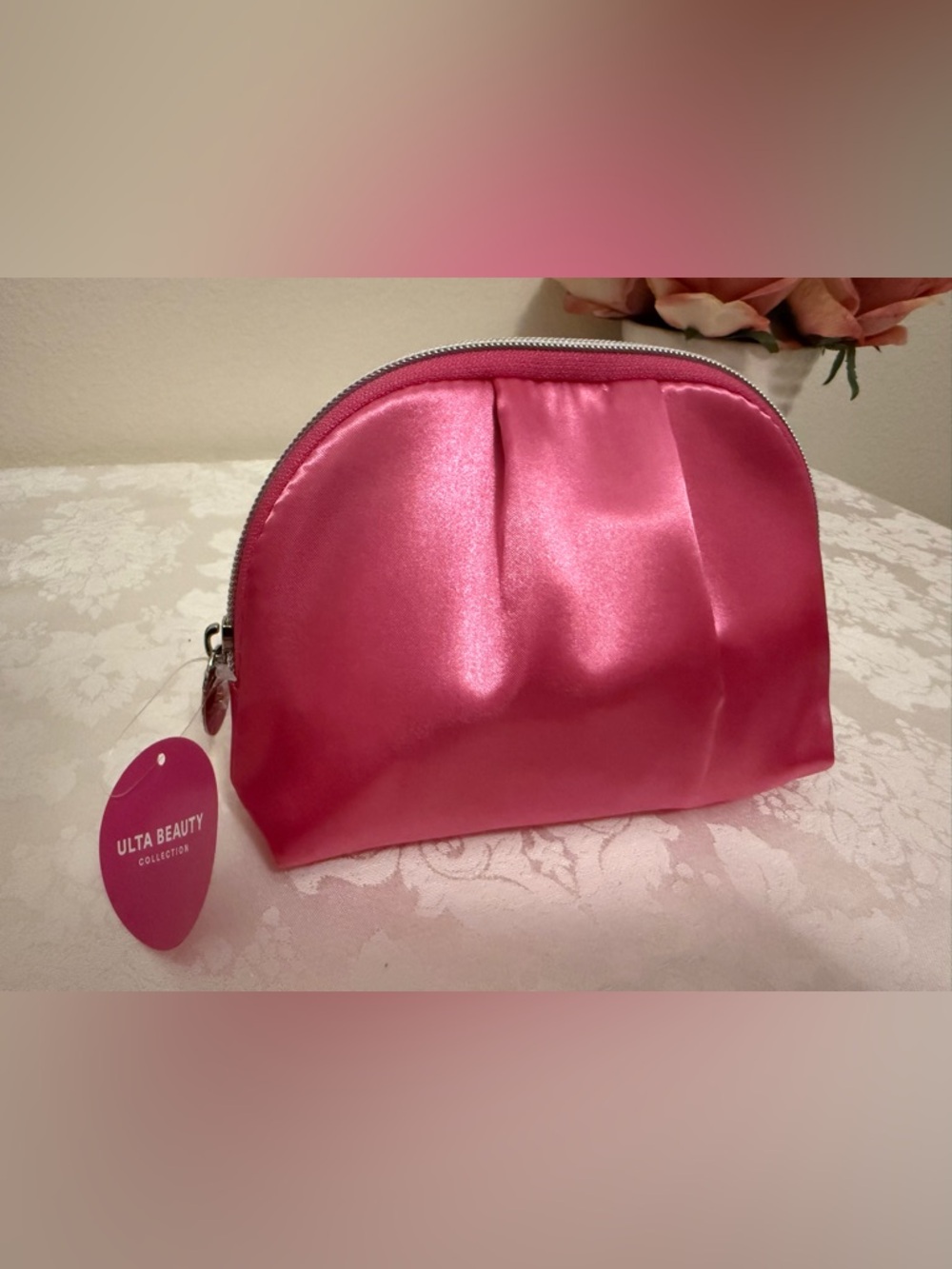 Travel Makeup Ulta Beauty with Pink Satin Cosmetic Pouch NWT - Picture 2 of 12